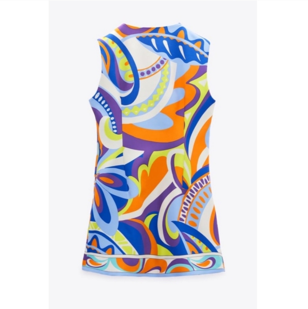 Zara Printed Dress Mini NEW Pucci Vibes Size S - Picture 15 of 16